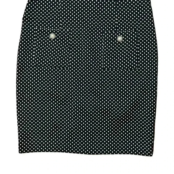 Karl Lagerfeld Designer Polka Dot Black Midi Dress Pearl Details Size 6 - Picture 3 of 5